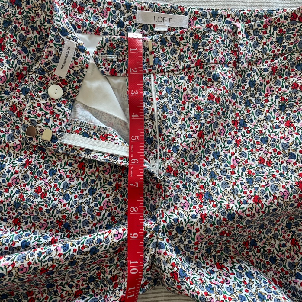 Ann Taylor Loft Riviera Slim Floral Mid Rise Print Ankle Pants 6 EUC - Picture 12 of 16